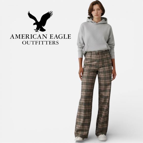 American Eagle Outfitters Pants - American Eagle Plaid Wide Leg Pants Women’s Size 6 Long
